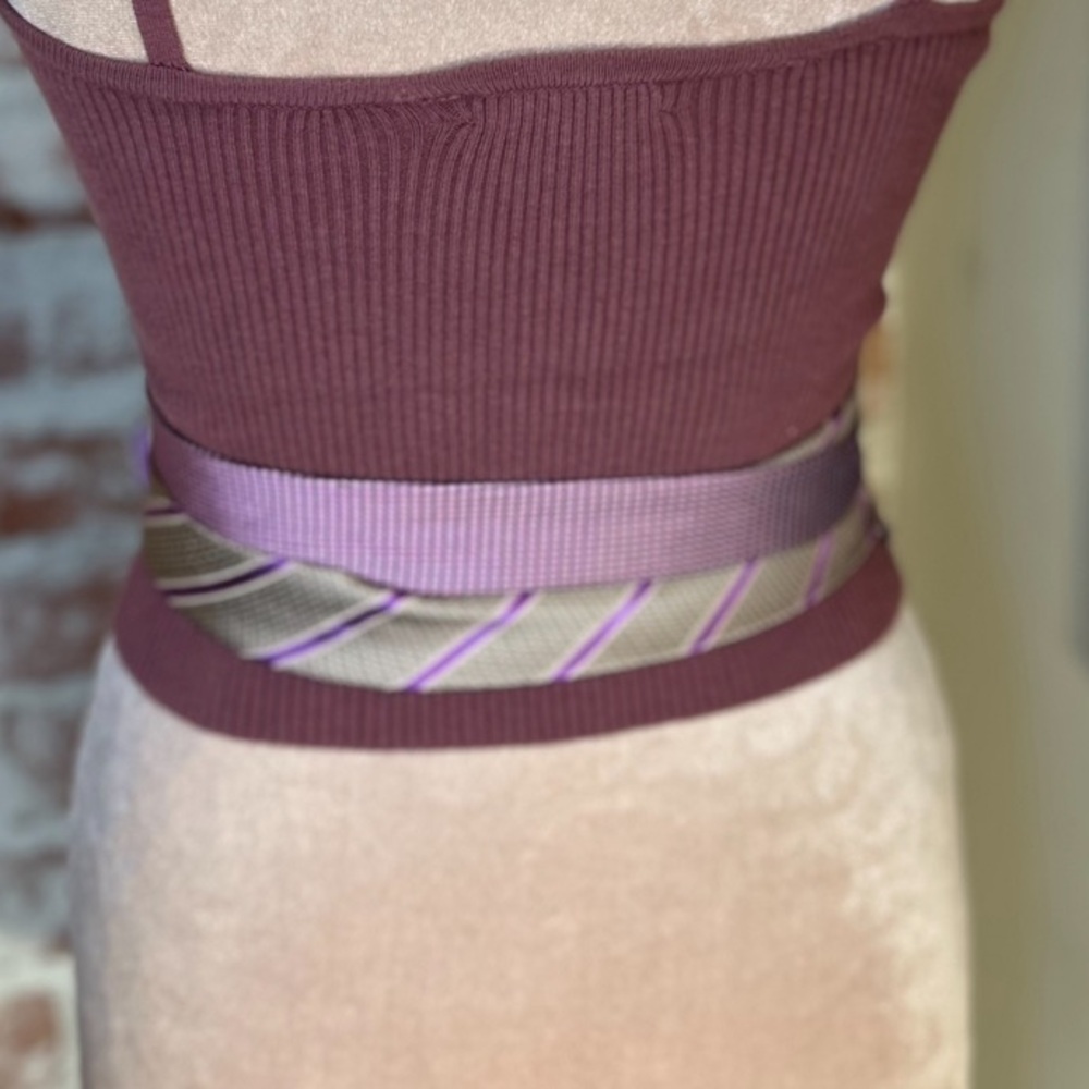 Purple Hand Crafted Obi Belt Upcycled Silk Ties C… - image 6